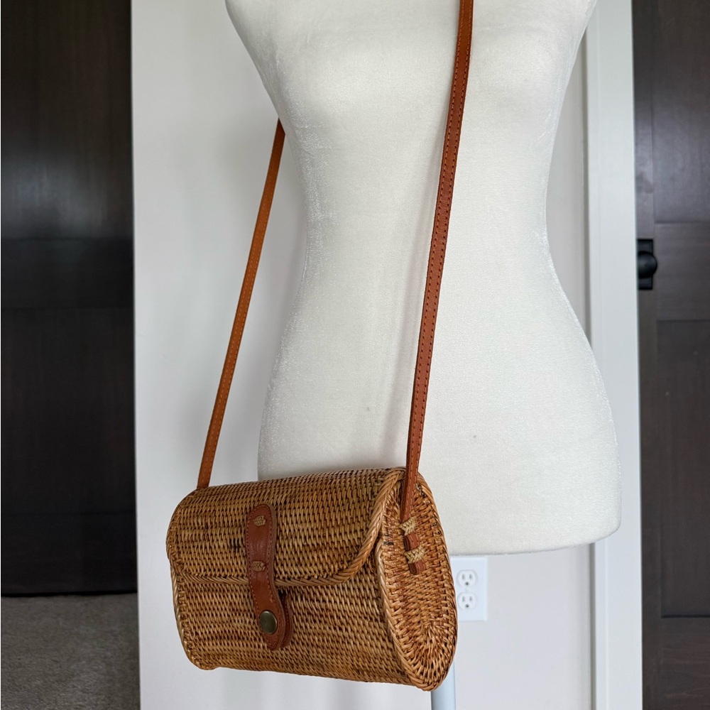 Brown Woven Crossbody Bag